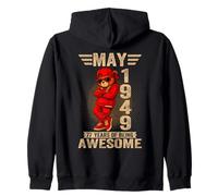 (ON BACK) May 77th Birthday Women 1949 Awesome Teddy Bear Zip Hoodie
