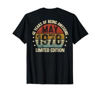 (ON Back) May Birthday 1978 Limited Edition Vintage 48th T-Shirt