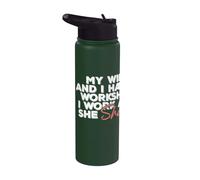 (ON Back) My Wife and I Have A Workshop I Work and She Shops Stainless Steel Insulated Water Bottle