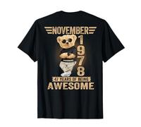 (On Back) November 47th Birthday Men Women 1978 Teddy Bear T-Shirt