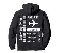 (On Back) One Way Jesus Boarding Pass Bible Christian Mens Pullover Hoodie