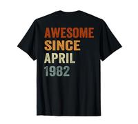 (ON Back) Retro April 1982 44 Years Old 44th Birthday T-Shirt