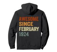 (ON BACK) Retro February 1924 102 Years Old 102nd Birthday Pullover Hoodie
