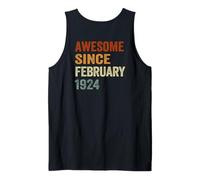 (ON Back) Retro February 1924 102 Years Old 102nd Birthday Tank Top
