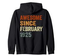 (ON BACK) Retro February 1925 101 Years Old 101st Birthday Zip Hoodie