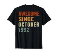 ON Back- Retro Since October 1992 34 Years Old 34th Birthday T-Shirt