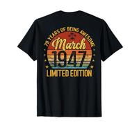 (ON Back) Retro Vintage March 1947 79-Year-Old 79th Birthday T-Shirt