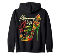 (On Back) Stepping Into Juneteenth 1865 High Heels Melanin Zip Hoodie
