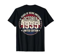 (ON Back) Vintage 91 Birthday Decorations Men 91yr 1935 91st T-Shirt