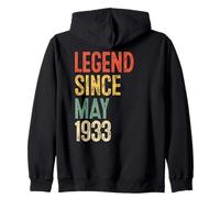 (ON BACK) Vintage 93 Birthday Decorations 1933 93rd Birthday Zip Hoodie