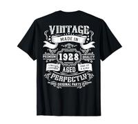 (ON Back) Vintage 98th Birthday Decorations 1928 98 Birthday T-Shirt