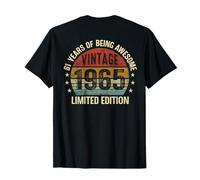 (ON Back) Vintage Awesome Since 1965 Retro 61st Birthday T-Shirt