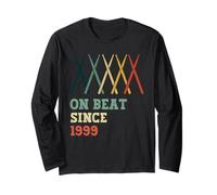 On Beat Since 1999 Retro Birthday Year Drums Sticks Music Long Sleeve T-Shirt