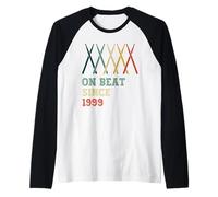 On Beat Since 1999 Retro Birthday Year Drums Sticks Music Raglan Baseball Tee