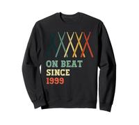 On Beat Since 1999 Retro Birthday Year Drums Sticks Music Sweatshirt