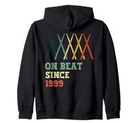 On Beat Since 1999 Retro Birthday Year Drums Sticks Music Zip Hoodie