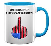 On Behalf of American Patriots F U Ceramic Tea Coffee Mug Light Blue