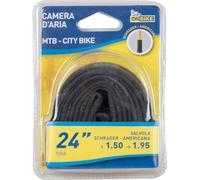 On bike 24" x 1.50-1.95 Inner Tube for MTB and City Bike - American Black Schrader Valve, High Strength and Hold, Compatible with Adult Bikes, Easy Assembly