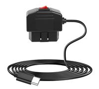 On-Board Diagnostics II Power Cable for Dash Camera, 3.5m Type C Adapter with Switch Button, USB C Hardwire Charger Cable with 24-Hour Surveillance Mode/ACC Mode, 12V/36V to 5V/3A for Dash Cam GPS DVR
