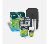 On Call Extra Blood Glucose Meter/Blood Sugar Monitor/Blood Sugar Test Kit with Test Strips x 10 & Case for UK Diabetics -in mmol/L