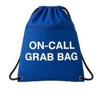On-Call Grab Bag - Blue Drawstring Emergency Kit bag with Outer & Inner Zip Pocket - Durable 42x49cm Work bag for On-Call Staff, Engineers, Medical, Security, Utility & Night Shift Workers
