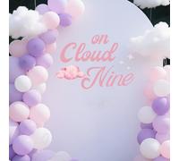 On Cloud 9 Birthday Decorations for Girls - On Cloud Nine Decal Sign for Backdrop Balloons Arch, On Cloud Nine Baby Shower Decorations, Pink First Birthday Decoration for Girl, 1St Party Supplies