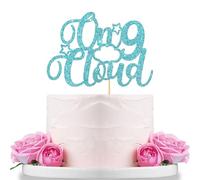 On Cloud 9 Cake Topper Happy 9th Birthday Cake Decor Sky Clouds Kids Birthday Party Decoration Supplies Blue Glitter