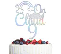 On Cloud 9 Cake Topper - On Cloud 9 Birthday Decorations - 9th Birthday Decorations Iridescent