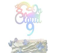 On Cloud 9 Iridescent 9th Birthday Cake Topper - Happy 9th Birthday Party Decor Supplies
