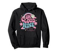 On Cloud Nine 9th Birthday Girl Birthday Rainbow Funny Retro Pullover Hoodie