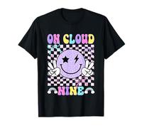 On-Cloud Nine Checkered Smile Face Coquette 9th Birthday Kid T-Shirt