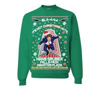 On Coast "Its Not Christmas Until Hans Gruber Falls From Nakatomi Ugly Christmas Sweater Sweatshirt, Green, Large