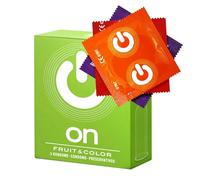 ON) Condom Mix - Pack of 3 - Fruit & Colour - three different types - with Silicone Lubricant