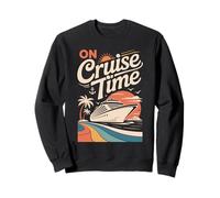 On Cruise Time Bold Ship Sunset Retro Ocean Sweatshirt