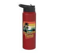 On Cruise Time Vacation Beach Summer Cruise Tropical Stainless Steel Insulated Water Bottle