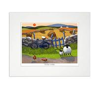 'On Ewe'r Bike' Mounted Print by Thomas Joseph - Sheep Art