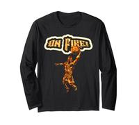 On Fire Basketball Player Dunking Fiery Graphic Long Sleeve T-Shirt