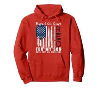 On Friday We Wear Red For My Son Military Support US Flag Pullover Hoodie
