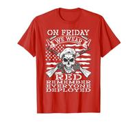 On Friday We Wear Red Military Support Troops Patriotic USA T-Shirt