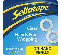 On-Hand Refills, Extra Strong Adhesive Tape, Clear Tape Refills for Arts & Crafts, Strong Tape for the On-Hand Tape Dispenser, Pack of 2 (18 mm x 15 m)