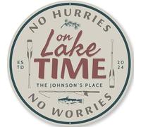 On Lake Time No Hurries Custom Family Name Place Sign