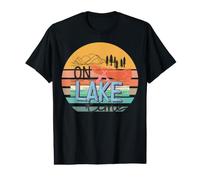 On Lake Time Retro Canoe Mountain Sunset Art Value Graphic T-Shirt