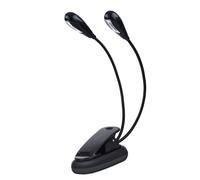 On LED Lamp, Double Adjustable Arm Light, Mini Portable Desk Reading Light with 6 Beads, Night Work Lamp for Music Stand, USB Charging (8 LED Beads)