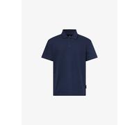 On Mens On Courtside Ribbed-Trim Woven Polo Shirt Midnight, Black S