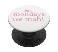 On Mondays we Mahj Coquette bow Mahjong lover PopSockets Adhesive PopGrip