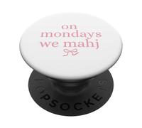 On Mondays we Mahj Coquette bow Mahjong lover PopSockets Adhesive PopGrip