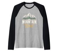 On Mountain Time Hiking Outdoor Camping Raglan Baseball Tee