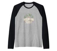 On Mountain Time Hiking Outdoor Camping Raglan Baseball Tee