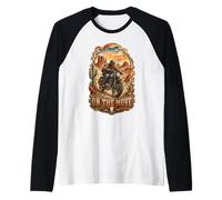 On Move Desert Motorcycle Rider Raglan Baseball Tee
