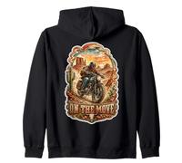On Move Desert Motorcycle Rider Zip Hoodie